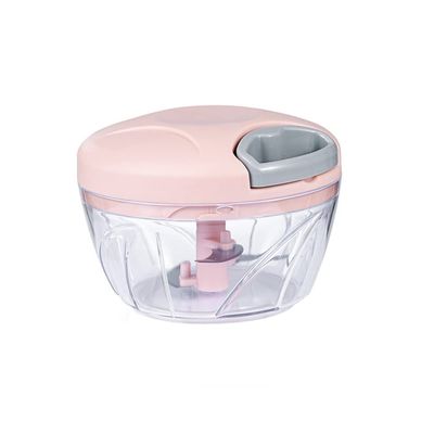 Manual Food Processor Pull Chop Chopper Portable Hand-Pulled String Vegetable Garlic Onion Mincer with Cord Mechanism Pink