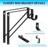AYAYGD 4PCS Heavy Duty Black Closet Rod Brackets 11 x 11 Inch,1-3/8Inch Diameter Shelf and Rod Bracket Holder for Home and Closet Decor, Wall Mount Closet Pole Supports Bracket Hook with Screws view 3
