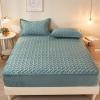 STANGK Quilted Velvet Stretch Fitted Bed Sheet King Queen Full Twin Size Mattress Protector Cover Solid Color Soft Warm Mattress Cover with 11.8in Deep Pockets Bed Mattress Topper with 2 Pillowcase view 2