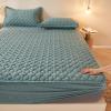 STANGK Quilted Velvet Stretch Fitted Bed Sheet King Queen Full Twin Size Mattress Protector Cover Solid Color Soft Warm Mattress Cover with 11.8in Deep Pockets Bed Mattress Topper with 2 Pillowcase view 3