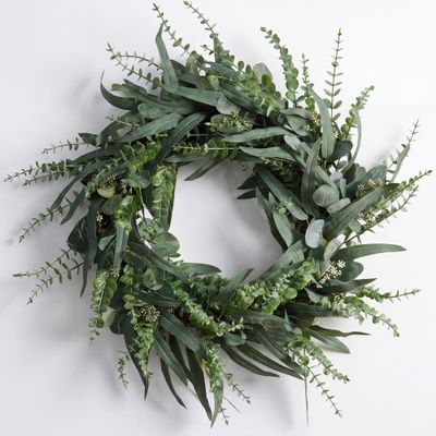 Clycaloor 24 Inch Eucalyptus Wreath for Front Door, Large Size Artificial Greenery Willow Wreaths, Spring Greenery Encalyptus Wreath for Front Door Wall Window Decor