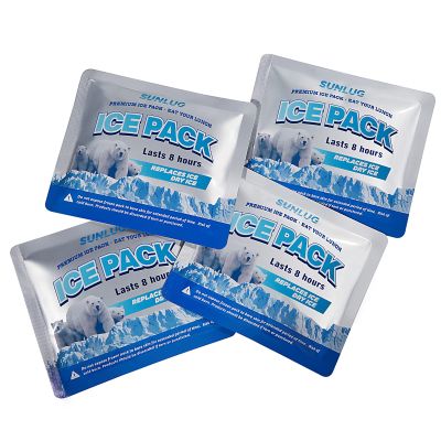 SUNLUG Reusable Ice Packs for Lunch Bags, 4 Pack Long Lasting Small Freezer Packs for Lunch Box, Lidless and Easy Cleaning