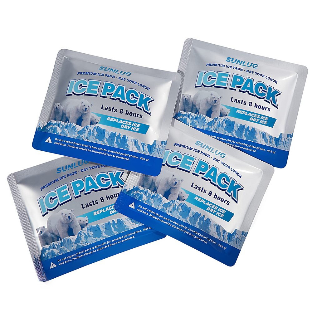 SUNLUG Reusable Ice Packs for Lunch Bags, 4 Pack Long Lasting Small Freezer Packs for Lunch Box, Lidless and Easy Cleaning