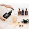Glass Coffee Syrup Dispenser with 84 Labels (Set of 2), Fancy Pump Dispenser for Bar Accessories, 16.9 oz view 3