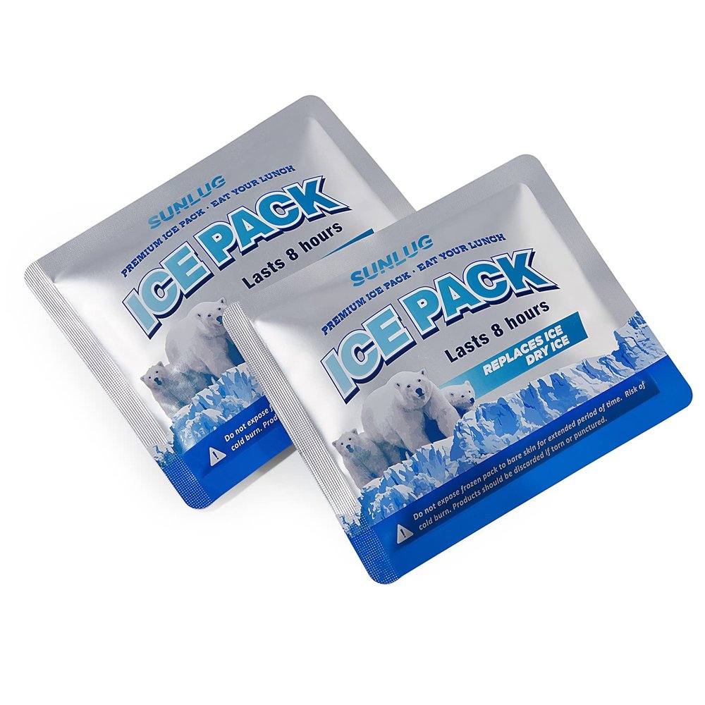 SUNLUG Reusable Ice Packs for Lunch Bags, 2 Pack Long Lasting Small Freezer Packs for Lunch Box, Lidless and Easy Cleaning