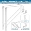 AYAYGD 4PCS Heavy Duty White Closet Rod Brackets 11 x 11 Inch,1-3/8Inch Diameter Shelf and Rod Bracket Holder for Home and Closet Decor, Wall Mount Closet Pole Supports Bracket Hook with Screws view 3