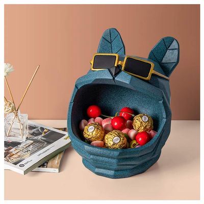 KITCISSL Coffee Table Decor Key Bowl Jewelry Dish Tray, Decorative Trays Multifunctional Dog Head Style Home Decoration Jewelry Trays Key Phone Candy Entryway Tray Storage Box (Color : Blue)