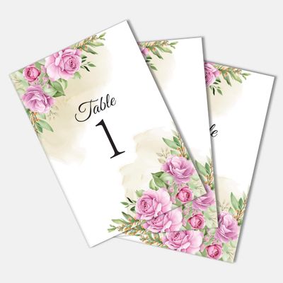 26 Pieces Wedding Table Numbers Cards 1-25 with Head Table Numbers - Roses and Peonies Double Sided