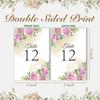 26 Pieces Wedding Table Numbers Cards 1-25 with Head Table Numbers - Roses and Peonies Double Sided view 4
