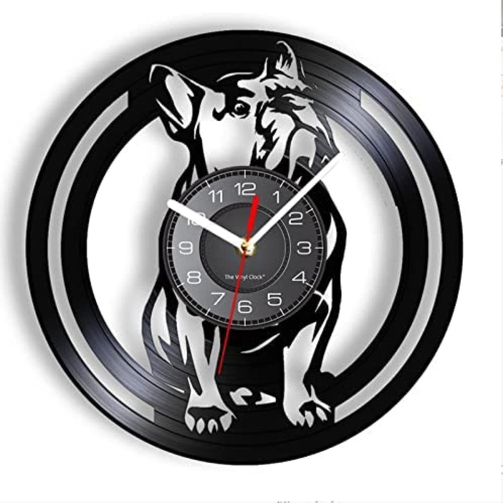 12 Inch Wall Clock French Bulldog Dog Breed Vinyl Record Wall Clock Animal Frenchie Pet Dog Puppy Bulldog Lover New Year Gift Living Room Decor