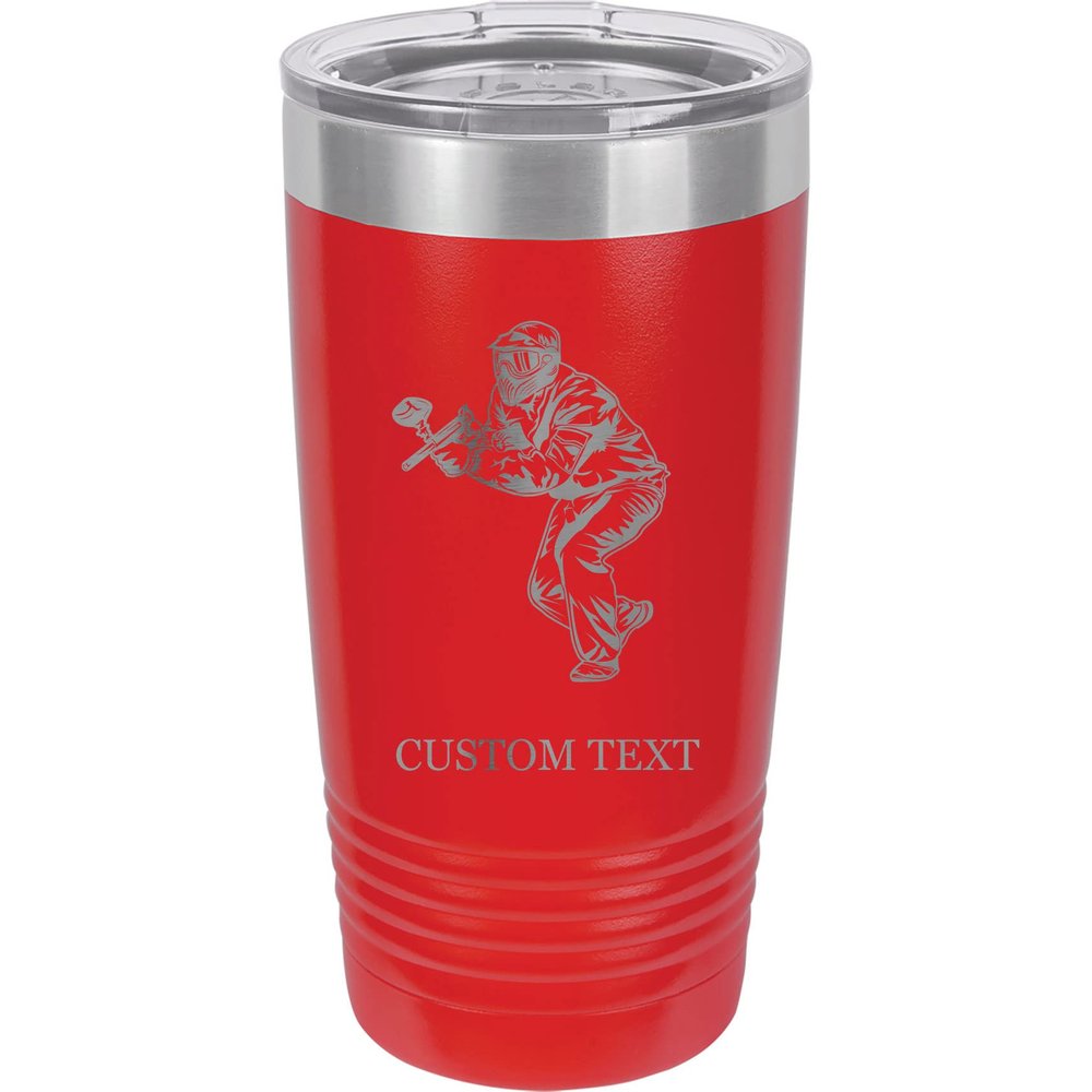 20-Ounce Vacuum Insulated Stainless Steel Tumbler Customized Double-Walled Laser Engraved Teal Coffee Mug, Paintball, Personalized