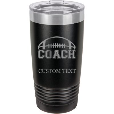 20-Ounce Vacuum Insulated Stainless Steel Tumbler Customized Double-Walled Laser Engraved Purple Coffee Mug, Football Coach, Personalized