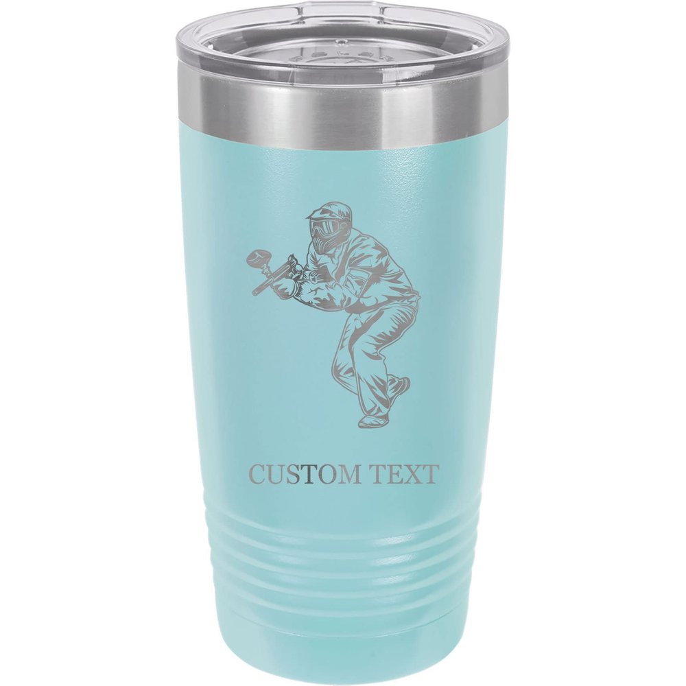 20-Ounce Vacuum Insulated Stainless Steel Tumbler Customized Double-Walled Laser Engraved Orange Coffee Mug, Paintball, Personalized