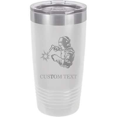 20-Ounce Vacuum Insulated Stainless Steel Tumbler Customized Double-Walled Laser Engraved Coffee Black Mug, Welder, Personalized