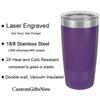 20-Ounce Vacuum Insulated Stainless Steel Tumbler Customized Double-Walled Laser Engraved Coffee Black Mug, Cowboy, Personalized view 4