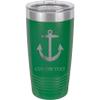 20-Ounce Vacuum Insulated Stainless Steel Tumbler Customized Double-Walled Laser Engraved Orange Coffee Mug, Anchor, Personalized view 1
