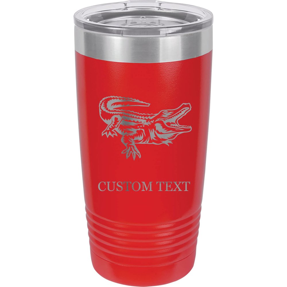 20-Ounce Vacuum Insulated Stainless Steel Tumbler Customized Double-Walled Laser Engraved Pink Coffee Mug, Gator, Personalized