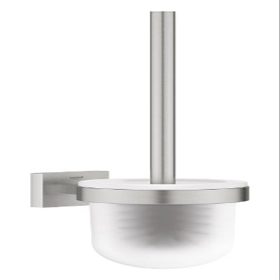 GROHE Start Cube 40977DC0 Toilet Brush Holder, Wall Mounted, Concealed Fixings, Mounting Plate Included, Long-Lasting Gloss, Supersteel