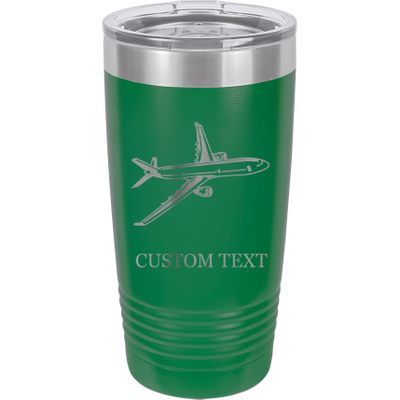 20-Ounce Vacuum Insulated Stainless Steel Tumbler Customized Double-Walled Laser Engraved Pink Coffee Mug, Plane, Personalized