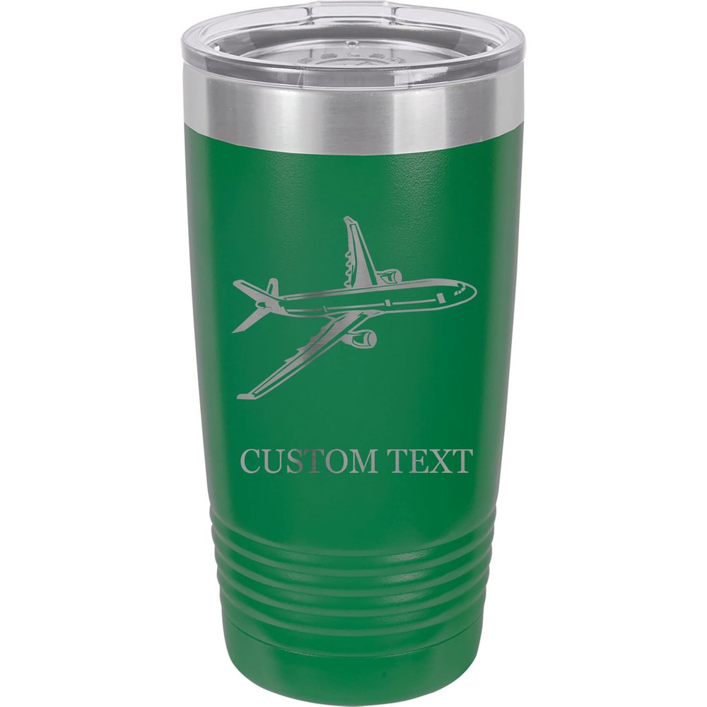 20-Ounce Vacuum Insulated Stainless Steel Tumbler Customized Double-Walled Laser Engraved Pink Coffee Mug, Plane, Personalized