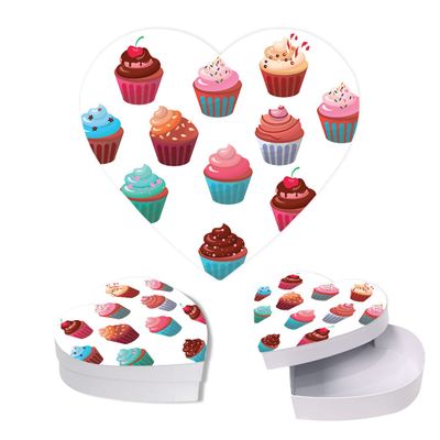 Andaz Press Valentine's Day Heart Shaped Box With Lid, Cupcakes Reusable Heart Shaped Valentines Box For Mini Cupcakes, Dessert Treat Box, Reusable Food Safe Packaging, 8"X6", 1-Pack