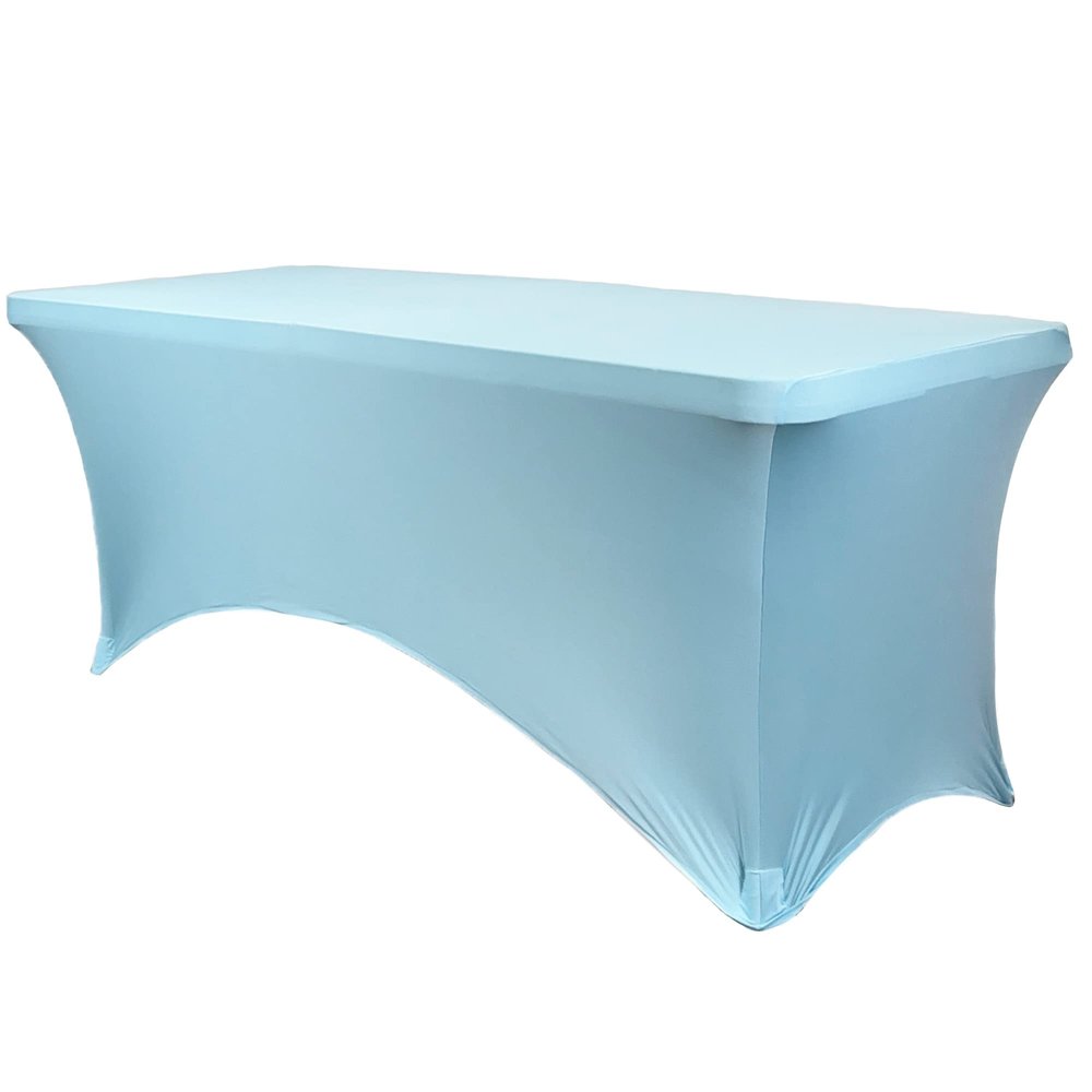 YOUR CHAIR COVERS - 8ft Light Blue Rectangular Spandex Table Covers Fitted Tablecloth Wedding Event Patio Decorations Elastic Fabric Stretch for Folding Table