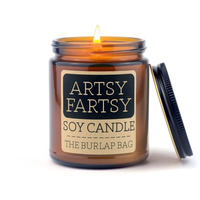 THE BURLAP BAG - Artsy Fartsy - 9oz Soy Candle - smells like french vanilla ice cream with slices of pear - Handpoured in Austin Texas