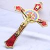 Vintage Metal Hand Hold Cross Crucifix Jesus Holy Religious Carved Christ Red Style FRTRG-658 view 3
