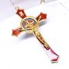 Vintage Metal Hand Hold Cross Crucifix Jesus Holy Religious Carved Christ Red Style FRTRG-658 view 4