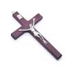 Vintage Wooden Metal Hand Hold Cross Crucifix Holy Religious Carved Christ Brown Style FRTRG-232 view 1