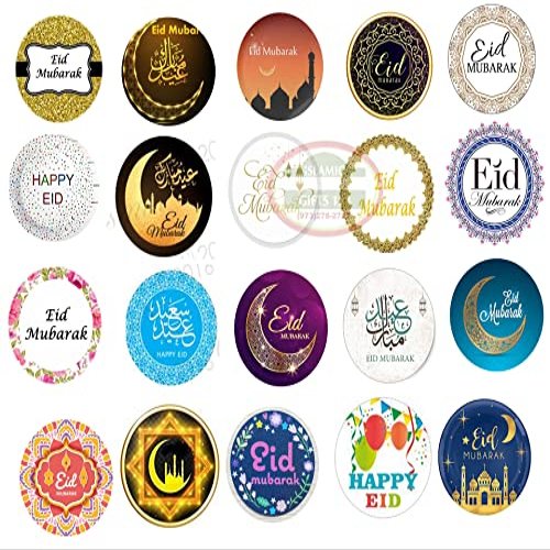 Eid Mubarak Stickers[ 1000 ] Eid Decoration Happy Eid Mubarak (1.5 Inch) Eid Stickers Sheets Eid Gift for Kids Ramadan Favors Eid Favors Islamic Gifts 123 (1000)
