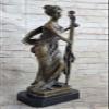 Brass Cello Player Statue Metal Heavy Musician Music Figurine Vintage 17 Tall Artwork Sake Gift Deal by Think Bronze view 3