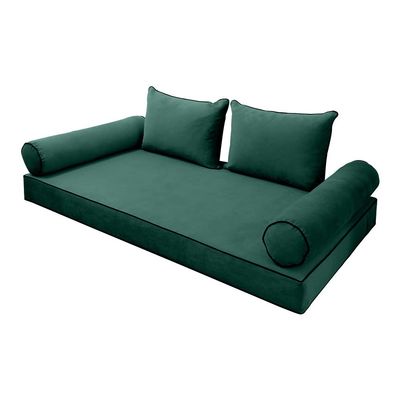 SLIPCOVER ONLY V4 Velvet Indoor Daybed Mattress Pillow Contrast Trim Twin AD317