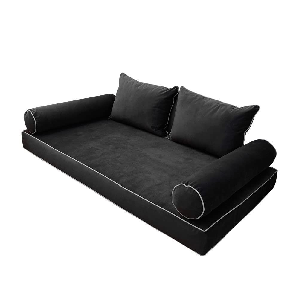 SLIPCOVER ONLY V4 Velvet Indoor Daybed Mattress Pillow Contrast Trim Twin AD350