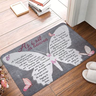Door Mats Outdoor Doormat Indoor for Entryway,as I Sit in Heaven and Watch You Everyday-Butterfly Welcome Mats for Front Door 16x24inch