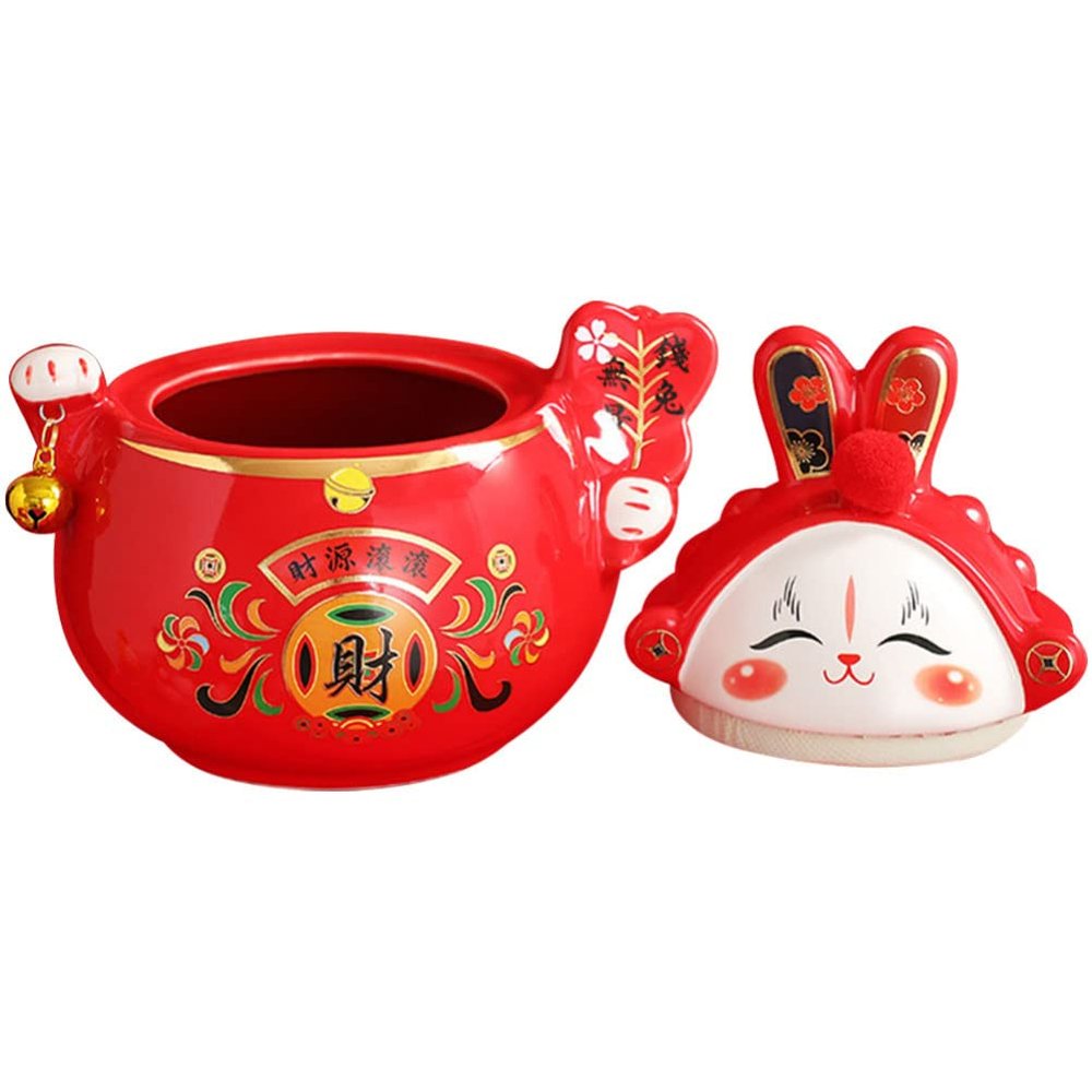 DOITOOL Sealed Tea Canister Ceramic Airtight Jar Rabbit Shape Tea Storage Home Decor Present
