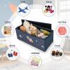 HONEY JOY Kids Wooden Toy Box, 2 In 1 Large Toy Storage Chest with Padded Cushion Seat, Carry Handles, Faux Leather Toddler Toy Storage Bench for Nursery, Bedroom, Playroom (Astronaut) view 3