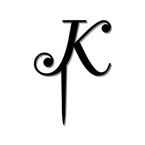 Monogram Letter K Black Acrylic Wedding Cake Toppers Custom Initials Cake Toppers Gift For Bride Groom Initials Letter Wedding Cake Decor Anniversary Engagement Party Decoration Cake Supplies