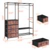 Auromie Clothes Rack with 5 Drawers & 4 Storage Shelves, 59.1W*70.9H Heavy Duty Clothing Rack with 2 Hanging Rods, Wardrobe Closet Organizer System with 5 Hooks, Freestanding Garment Rack (Rustic) view 3