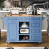 Kitchen Island on Wheels with Storage,Rolling Kitchen Cart with Five Drawers & Cabinet & Storage Shelves,Floor Standing Buffet Sideboard Serving Bar Cart for Kitchen Dining Room-Blue view 1