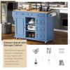 Kitchen Island on Wheels with Storage,Rolling Kitchen Cart with Five Drawers & Cabinet & Storage Shelves,Floor Standing Buffet Sideboard Serving Bar Cart for Kitchen Dining Room-Blue view 2
