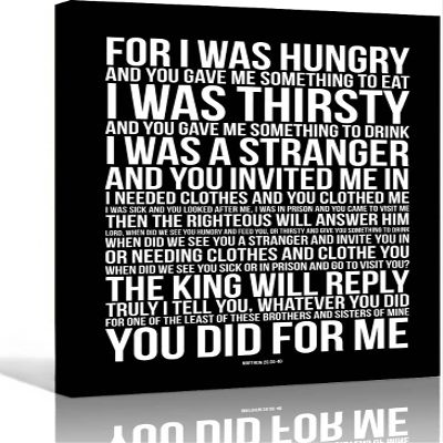 Matthew 25 Bible Verse Wall Art Scripture Poster Prayer Wall Decorative Paintings for Kitchen Painting Pictures for Living Room Posters for Bathroom Prints Modern Christmas Decorations Picture Gifts (12x18inch(30x45cm),Unframed)