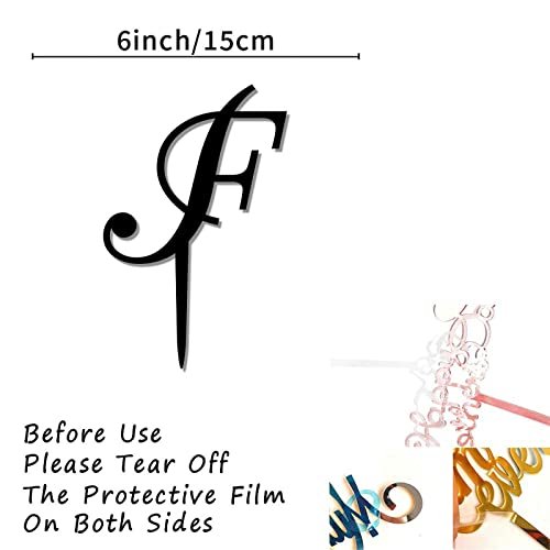 Monogram Letter F Black Acrylic Cake Topper Gift For Bride Groom Monogram Initials Wedding Rustic Cake Decor Custom Initials Cake Toppers Bridal Shower Party Decoration Cake Supplies