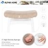 ALPHA HOME Bar Stools Set of 2, Solid Wood Saddle Kitchen Stools with Beige PU Leather Cushion Counter Height Barstools with Wooden Base for Kitchen Dining Cafe, 24 Inch, Beige, 2PCS view 4