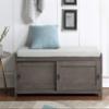KLMM Modern Homes Collection Wood Storage Bench with 2 Cabinets, Suitable for Entrance, Hallway, Living Room (Gray@F>) view 1