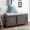 KLMM Modern Homes Collection Wood Storage Bench with 2 Cabinets, Suitable for Entrance, Hallway, Living Room (Gray@F>) view 2