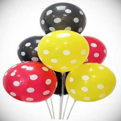 12 Inch 100x Red Yellow Black Dot Polka Latex Balloon Shower Birthday Party Hanging Balloon Bright Color for Wedding Decoration Banner Air Balloon