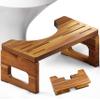 BLUEWEST Foldable Toilet Stool, Acacia Wood Poop Stool for Potty Training, 7 Inch Non-Slip Bathroom Step with Collapsible Design for Adults view 1