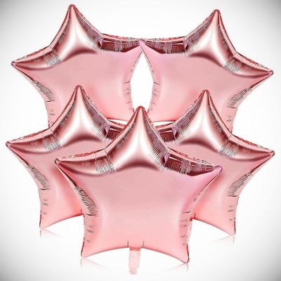24pcs Rose Gold Star Foil Balloons 24" For Shower Birthday Party Decoration Hanging Balloon Bright Color for Wedding Decoration Banner Air Balloon