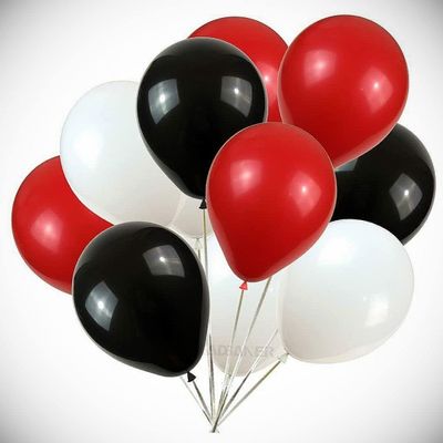 12 Inch 100x Red Black White Pearl Latex Balloons Birthday Party Helium Floating Hanging Balloon Bright Color for Wedding Decoration Banner Air Balloon